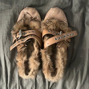 Miu miu fur lined ballet flats